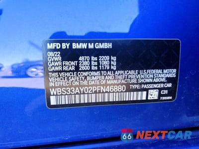 Zdjęcie 12 z 12 samochodu: 2023 BMW M3 COMPETITION VIN:WBS33AY02PFN46880 - miniatura