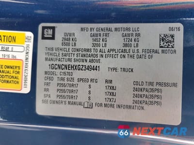 Zdjęcie 12 z 12 samochodu: 2016 CHEVROLET SILVERADO C1500 VIN:1GCNCNEHXGZ349441 - miniatura