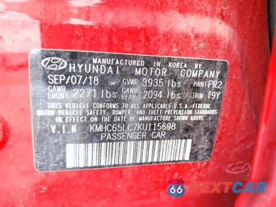 Zdjęcie 12 z 12 samochodu: 2019 HYUNDAI IONIQ VIN:KMHC65LC7KU115698 - miniatura