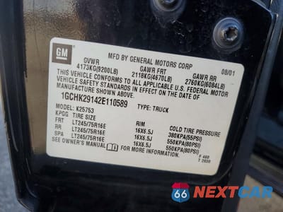 Zdjęcie 12 z 14 samochodu: 2002 CHEVROLET SILVERADO K2500 HEAVY DUTY VIN:1GCHK29142E110589 - miniatura