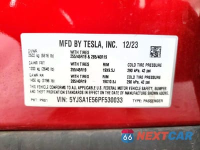 Zdjęcie 12 z 12 samochodu: 2023 TESLA MODEL S VIN:5YJSA1E56PF530033 - miniatura