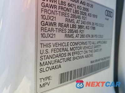 Zdjęcie 13 z 13 samochodu: 2020 AUDI Q8 PREMIUM PLUS VIN:WA1BVAF10LD021910 - miniatura