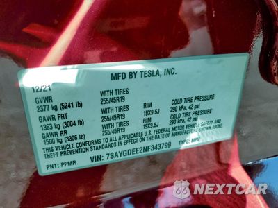 Zdjęcie 12 z 14 samochodu: 2022 TESLA MODEL Y VIN:7SAYGDEE2NF343799 - miniatura