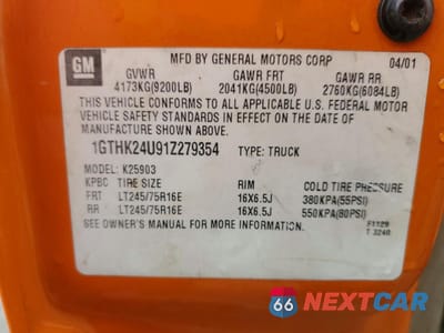 Zdjęcie 12 z 12 samochodu: 2001 GMC SIERRA K2500 HEAVY DUTY VIN:1GTHK24U91Z279354 - miniatura