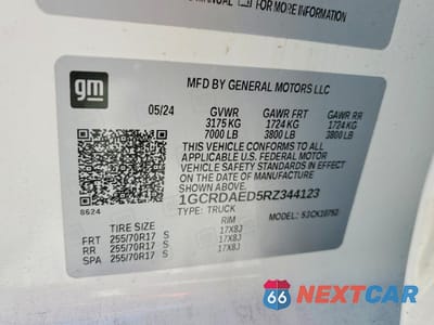 Zdjęcie 12 z 12 samochodu: 2024 CHEVROLET SILVERADO K1500 VIN:1GCRDAED5RZ344123 - miniatura