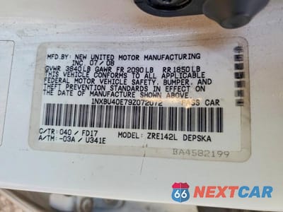 Zdjęcie 12 z 12 samochodu: 2009 TOYOTA COROLLA BASE VIN:1NXBU40E79Z072072 - miniatura