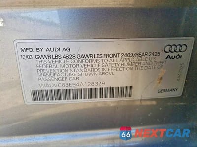 Zdjęcie 13 z 13 samochodu: 2004 AUDI A4 1.8T AVANT QUATTRO VIN:WAUVC68E94A128329 - miniatura