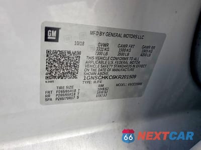 Zdjęcie 13 z 13 samochodu: 2019 CHEVROLET SUBURBAN C1500 LT VIN:1GNSCHKC6KR201509 - miniatura