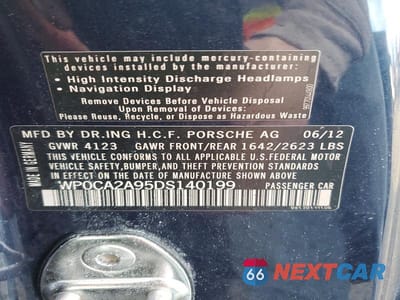 Zdjęcie 12 z 12 samochodu: 2013 PORSCHE 911 CARRERA VIN:WP0CA2A95DS140199 - miniatura