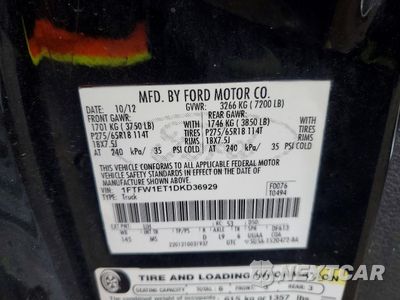 Zdjęcie 12 z 14 samochodu: 2013 FORD F150 SUPERCREW VIN:1FTFW1ET1DKD36929 - miniatura