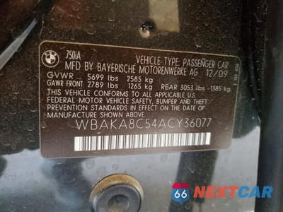 Zdjęcie 12 z 12 samochodu: 2010 BMW 750 I VIN:WBAKA8C54ACY36077 - miniatura