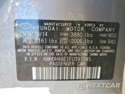 Zdjęcie 12 z 13 samochodu: 2015 HYUNDAI ELANTRA SE VIN:KMHDH4AE1FU391345 - miniatura