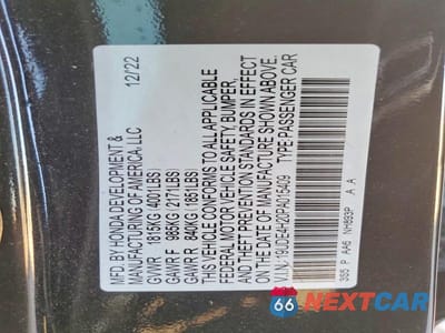 Zdjęcie 12 z 12 samochodu: 2023 ACURA INTEGRA VIN:19UDE4H20PA015409 - miniatura