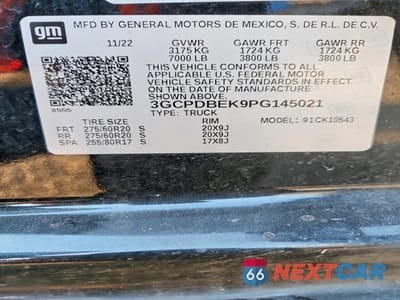 Zdjęcie 12 z 13 samochodu: 2023 CHEVROLET SILVERADO K1500 CUSTOM VIN:3GCPDBEK9PG145021 - miniatura