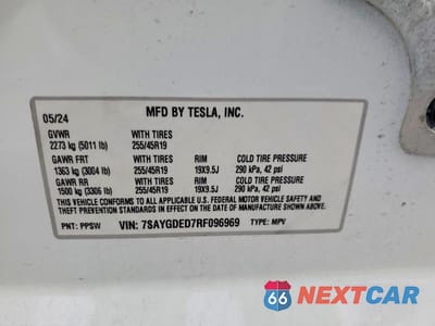 Zdjęcie 12 z 12 samochodu: 2024 TESLA MODEL Y VIN:7SAYGDED7RF096969 - miniatura