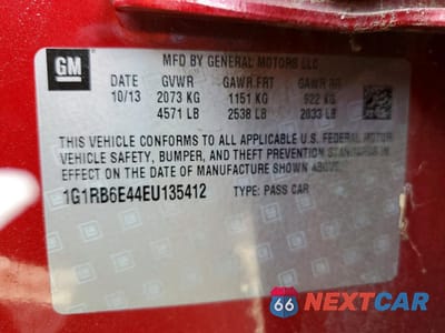Zdjęcie 12 z 12 samochodu: 2014 CHEVROLET VOLT VIN:1G1RB6E44EU135412 - miniatura