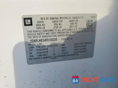 Zdjęcie 13 z 13 samochodu: 2015 CHEVROLET EQUINOX LTZ VIN:2GNFLHE34F6190220 - miniatura