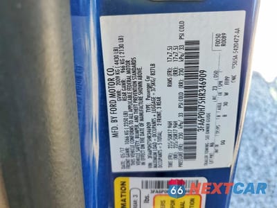 Zdjęcie 13 z 13 samochodu: 2017 FORD FUSION SE VIN:3FA6P0H75HR346909 - miniatura