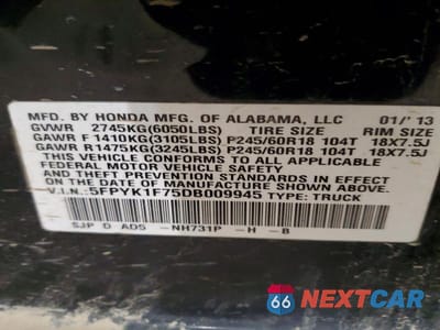 Zdjęcie 12 z 12 samochodu: 2013 HONDA RIDGELINE SPORT VIN:5FPYK1F75DB009945 - miniatura