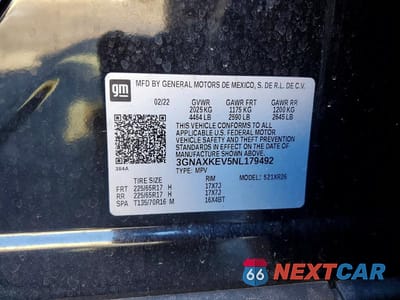 Zdjęcie 13 z 13 samochodu: 2022 CHEVROLET EQUINOX LT VIN:3GNAXKEV5NL179492 - miniatura