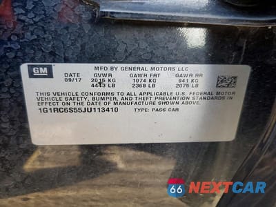 Zdjęcie 12 z 12 samochodu: 2018 CHEV VOLT LT VIN:1G1RC6S55JU113410 - miniatura