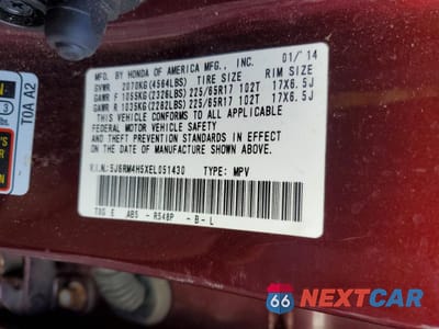 Zdjęcie 13 z 13 samochodu: 2014 HONDA CR-V EX VIN:5J6RM4H5XEL051430 - miniatura