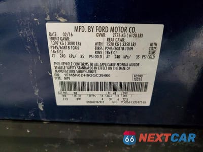 Zdjęcie 13 z 13 samochodu: 2016 FORD EXPLORER XLT VIN:1FM5K8DH6GGC39466 - miniatura