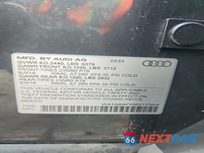 Zdjęcie 13 z 13 samochodu: 2023 AUDI Q5 PREMIUM 40 VIN:WA1ABAFY0P2117054 - miniatura