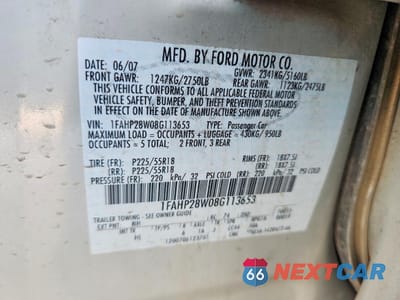 Zdjęcie 12 z 12 samochodu: 2008 FORD TAURUS LIMITED VIN:1FAHP28W08G113653 - miniatura