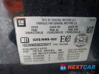 Zdjęcie 13 z 13 samochodu: 2016 CHEVROLET SILVERADO K1500 VIN:1GCVKNEC6GZ236917 - miniatura