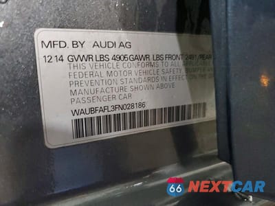 Zdjęcie 12 z 12 samochodu: 2015 AUDI A4 PREMIUM VIN:WAUBFAFL3FN028186 - miniatura