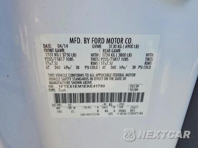 Zdjęcie 12 z 12 samochodu: 2014 FORD F150 SUPER CAB VIN:1FTEX1EM1EKE41750 - miniatura