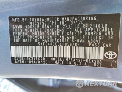 Zdjęcie 12 z 13 samochodu: 2020 TOYOTA COROLLA SE VIN:5YFS4RCE0LP056782 - miniatura