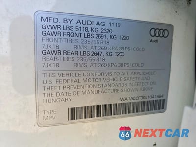 Zdjęcie 12 z 12 samochodu: 2020 AUDI Q3 PREMIUM VIN:WA1AECF39L1041664 - miniatura