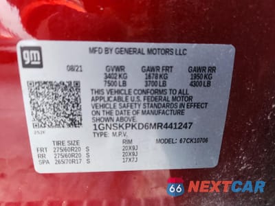 Zdjęcie 14 z 14 samochodu: 2021 CHEVROLET TAHOE K1500 Z71 VIN:1GNSKPKD6MR441247 - miniatura