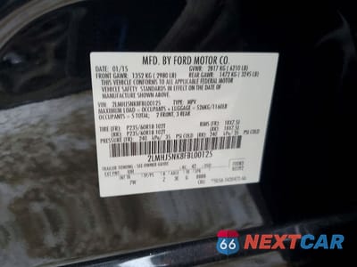 Zdjęcie 12 z 12 samochodu: 2015 LINCOLN MKT VIN:2LMHJ5NK8FBL00125 - miniatura