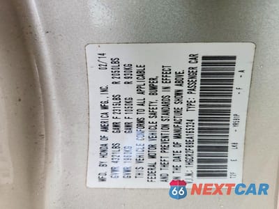 Zdjęcie 12 z 12 samochodu: 2014 HONDA ACCORD EXL VIN:1HGCR2F89EA165334 - miniatura