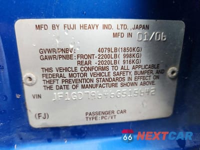 Zdjęcie 12 z 12 samochodu: 2006 SUBARU IMPREZA WRX VIN:JF1GD79646G515642 - miniatura