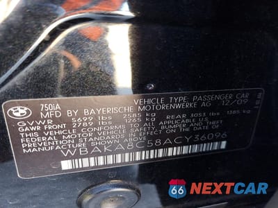 Zdjęcie 12 z 12 samochodu: 2010 BMW 750 I VIN:WBAKA8C58ACY36096 - miniatura