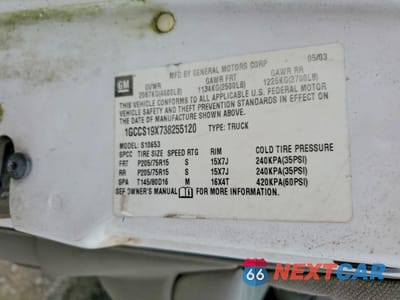 Zdjęcie 13 z 13 samochodu: 2003 CHEVROLET S TRUCK S10 VIN:1GCCS19X738255120 - miniatura