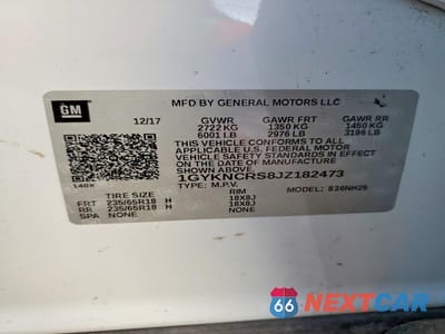 Zdjęcie 13 z 13 samochodu: 2018 CADILLAC XT5 LUXURY VIN:1GYKNCRS8JZ182473 - miniatura