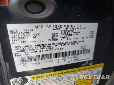 Zdjęcie 14 z 15 samochodu: 2015 FORD EXPEDITION EL XLT VIN:1FMJK1HT4FEF05582 - miniatura
