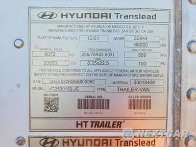 Zdjęcie 10 z 10 samochodu: 2022 HYUNDAI TRANSLEAD VC2530152-JS DRY VAN TRAILER VIN:3H3V532K9NS603992 - miniatura