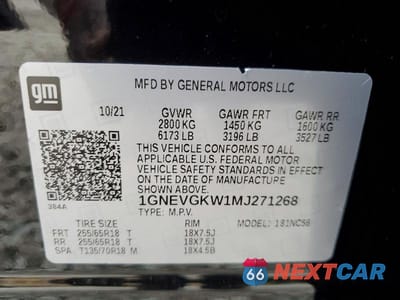 Zdjęcie 14 z 14 samochodu: 2021 CHEVROLET TRAVERSE LT VIN:1GNEVGKW1MJ271268 - miniatura