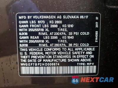 Zdjęcie 13 z 13 samochodu: 2017 VOLKSWAGEN TOUAREG SPORT VIN:WVGEF7BP2HD006874 - miniatura