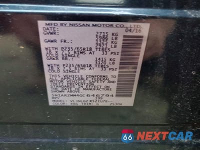 Zdjęcie 13 z 13 samochodu: 2016 NISSAN PATHFINDER S VIN:5N1AR2MM4GC646794 - miniatura