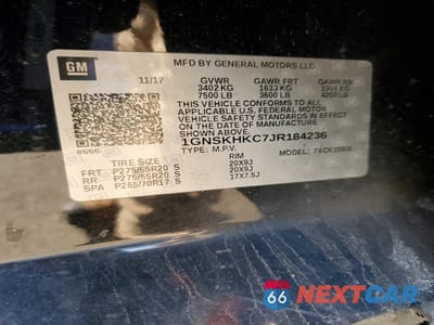 Zdjęcie 13 z 13 samochodu: 2018 CHEVROLET SUBURBAN K1500 LT VIN:1GNSKHKC7JR184236 - miniatura