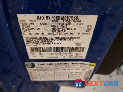 Zdjęcie 12 z 12 samochodu: 2011 FORD F150 SUPERCREW VIN:1FTFW1EF3BFA20254 - miniatura