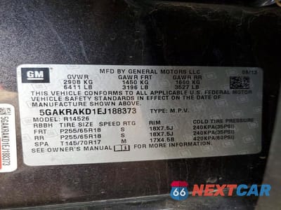 Zdjęcie 13 z 13 samochodu: 2014 BUICK ENCLAVE VIN:5GAKRAKD1EJ188373 - miniatura