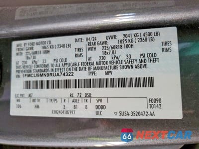 Zdjęcie 12 z 12 samochodu: 2024 FORD ESCAPE ST LINE VIN:1FMCU9MN9RUA74322 - miniatura